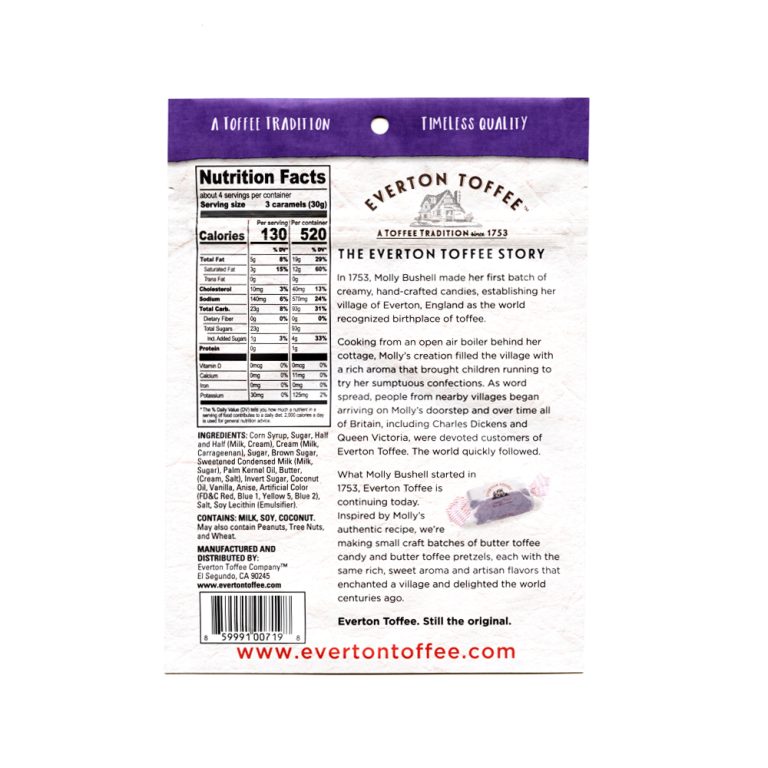 Butter Toffee Caramels Original Sea Salt 4 oz Everton Toffee